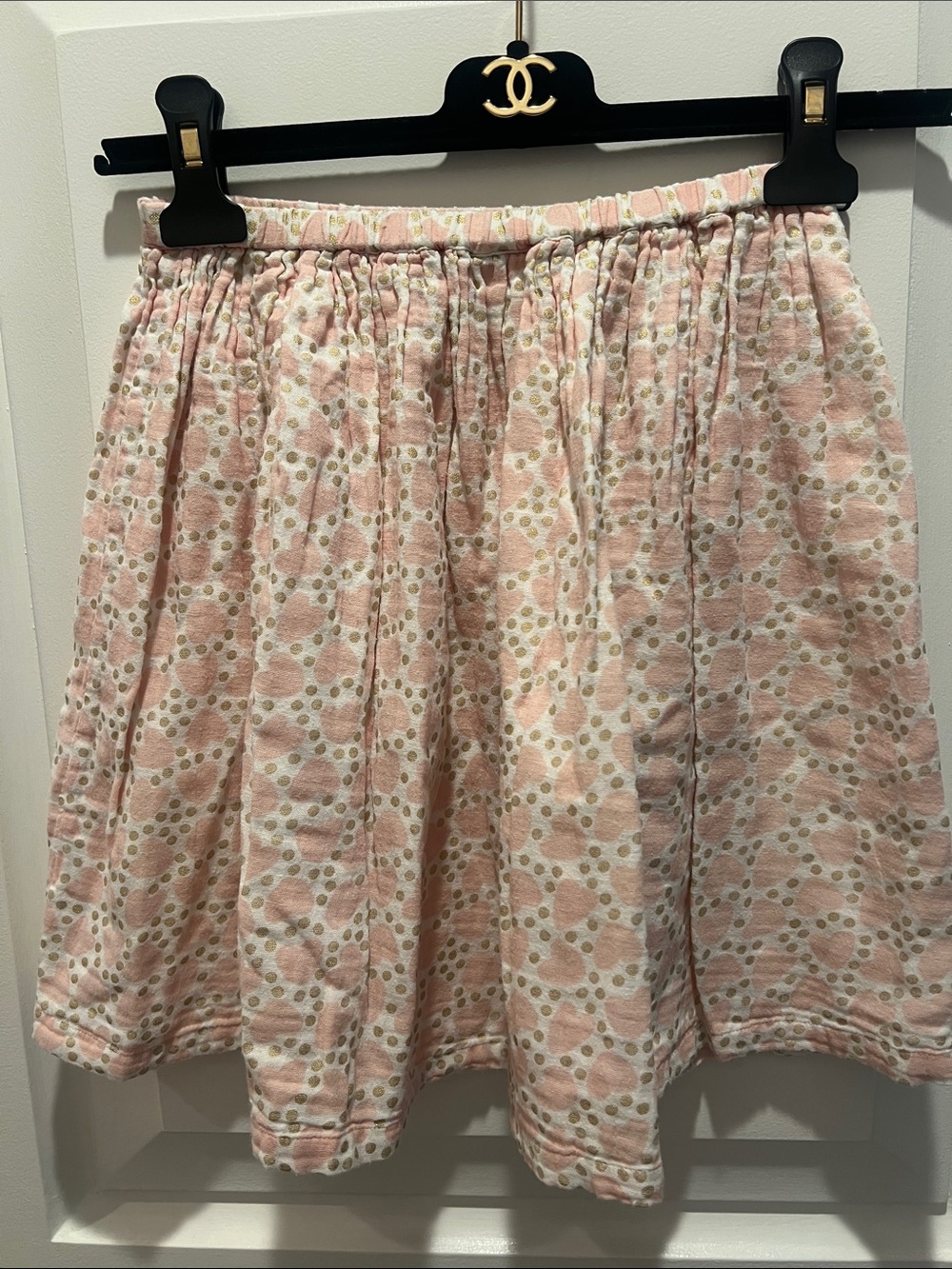 Bonton Pink Patterned Elastic Waist Skirt